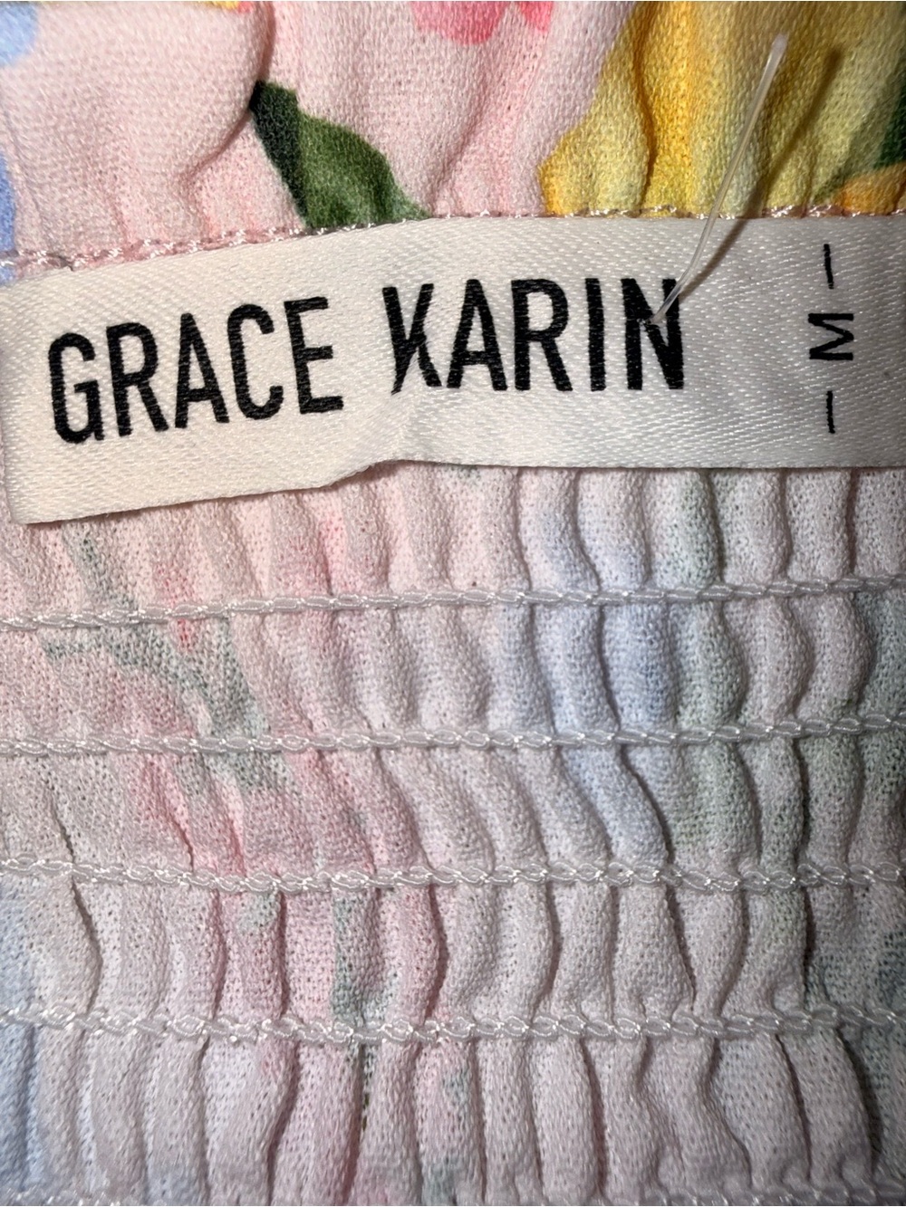 Grace Karin Pastel Floral Midi Dress in Pink, Yellow & Blue - Picture 9 of 10